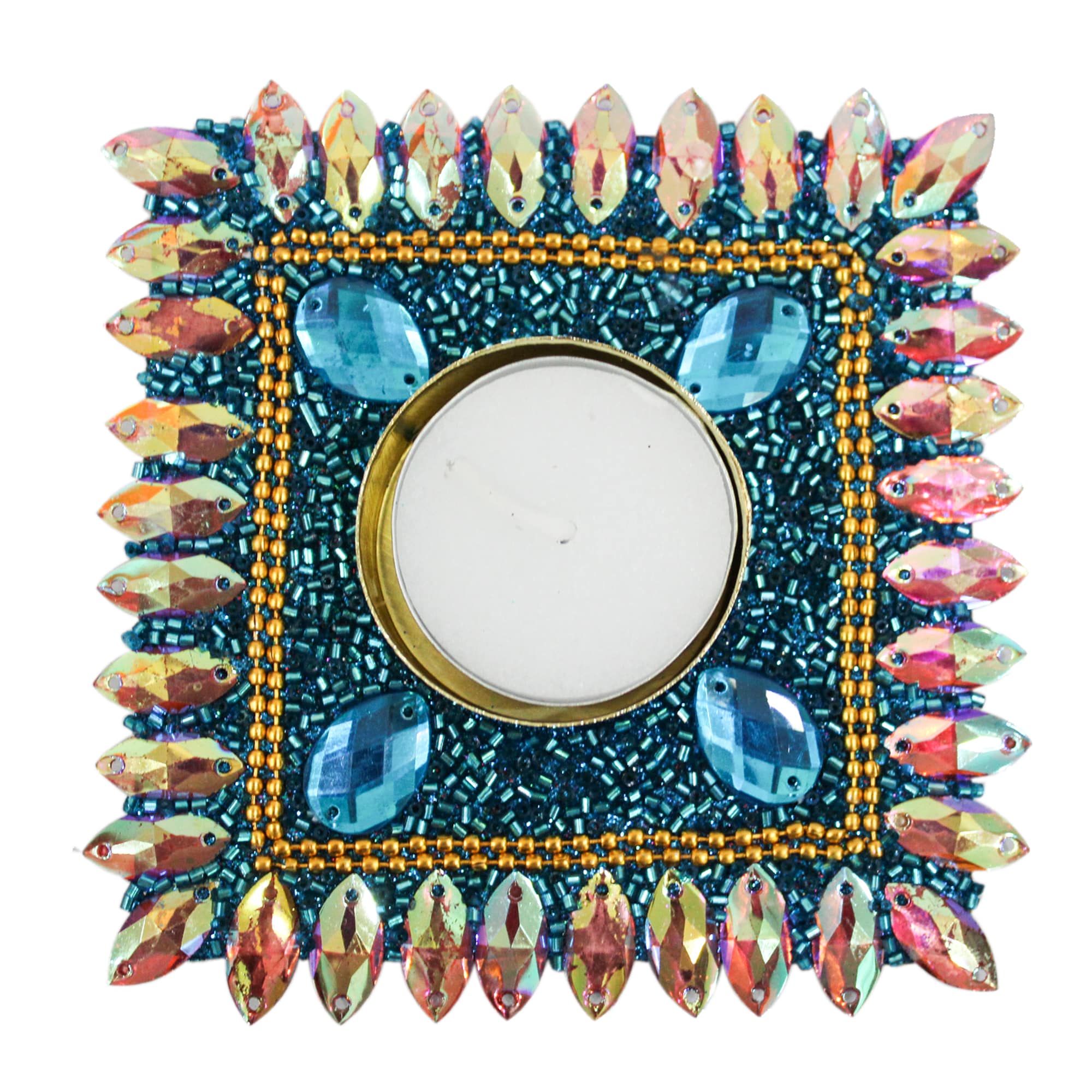 Unique Handcrafted Beaded T-Light Holder for Office & Mandir